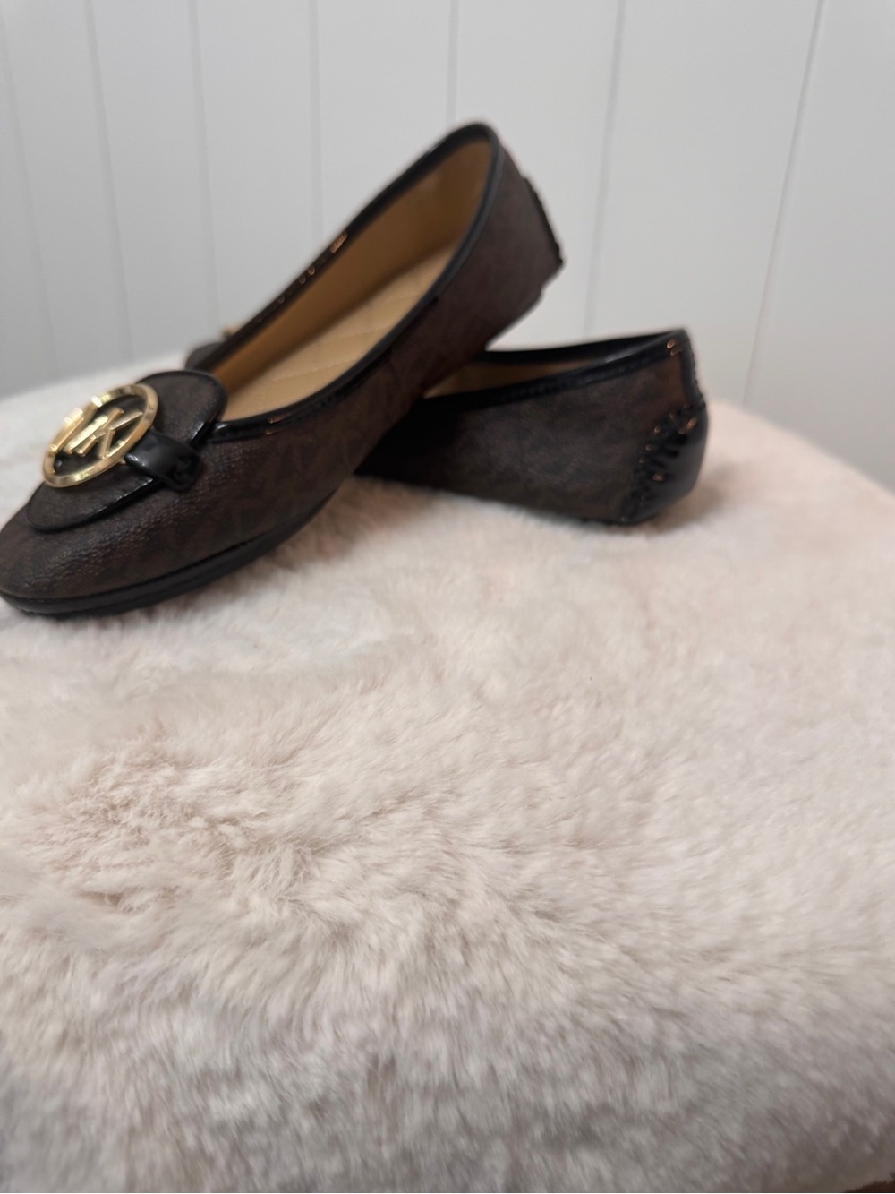 Michael Kors Dark Brown MK Logo Quilted Insole Loafers - Picture 2 of 7